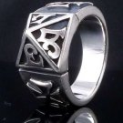 925 Silver Gothic Tribal Cross Biker Rebel Ring sz N to Z3 / US sz 7 to 15