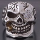 925 STERLING SILVER CRACKED SKULL PIPE CHOPPER BIKER RING N to Z3 / US sz 7 - 15