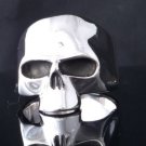 925 SILVER KEITH RICHARD SKULL BIKER GOLD PLATED RING sz N to Z3 / US sz 7 -15