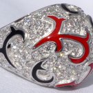 925 STERLING SILVER BLACK ENAMEL ZIRCON LADIES RING SZ M,O1/2  / US sz 6.25, 7.5