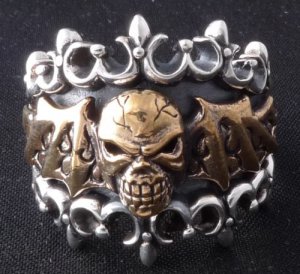 925 SILVER BAT WING SKULL ROCKER CHOPPER RING sz N to Z3 / US sz 7 to 15