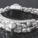 SKULL YARD FLEUR 925 SILVER PLATED SOLID HEAVY BIKER BRACELET 8.75"