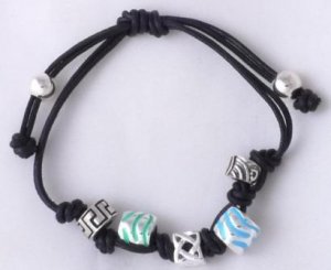 LADIES 925 SILVER CELTIC ROMAN BEADS CHARM  STRING ENAMEL KINGS BRACELET 5" - 8"