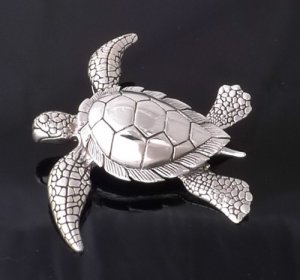 925 STERLING SILVER AQUAMARINE TURTLE LADIES PENDANT Small