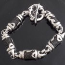 925 SILVER TRIBAL STINGRAY LINKS T-BAR CLASP ROCKER BIKER BRACELET 8.5"