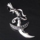 925 STERLING SILVER PIRAT DAGGER ZIRCONIA GEMSTONE BIKER PENDANT