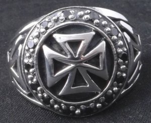 925 SILVER MALTESE IRON CROSS BIKER CHOPPER RING SZ N-Z3 / US sz 7 to 15