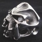 925 SILVER ELITE GEM EYE SKULL CHOPPER BIKER RING AU sz N to Z4 / US sz 7 to 15
