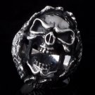 925 STERLING ENCRUSTED SKULL CHOPPER RING AU sz N to Z3 / US sz 7 to 15