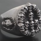 925 SILVER CROSS SUPER SKULL BIKER KING RING SZ N -Z3 / US sz 7 to 15