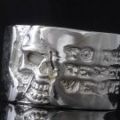 SILVER PLATED ENGRAVED SKULL RING AU sz T1/2,V1/2, Y = US sz 10, 11, 12.25