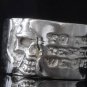 SILVER PLATED ENGRAVED SKULL RING AU sz T1/2,V1/2, Y = US sz 10, 11, 12.25