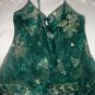 Dark green, gold,white sheer. Medium