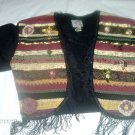 Black Fringed Bolero Vest Long Sleeve Medium