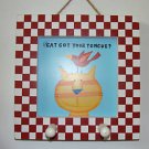 Cat got your Tongue -  Cat Plaque with two Coat Hooks