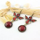 Classic Antique Unique Ethnic Rhinestone Earrings 55185 Red