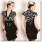 Sexy Charming Noble Business Belt Black White Pencil Skirt Mini Dress 2513