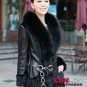sheep skin+fox fur collar+mink fur middle length Coat