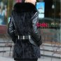 sheep skin+fox fur collar+mink fur middle length Coat