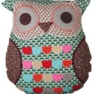 Vintage Floral Green/Brown Colour Patchwork Button Owl Shaped Soft Cushion Gift