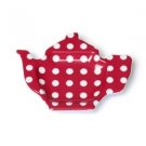 Retro Red Spotty Melamine Teapot Shaped Tea Bag Holder