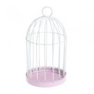 Pink Metal Bird Cage T-light Holder Table Decoration
