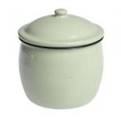 French Enamel Green Storage Trinket Food Pot Jar Lid