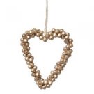 Antique Gold Glitter Mini Jingle Bells Hanging Heart Christmas Tree Decoration
