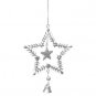 Antique Silver Glitter Star Hanging Laurel Wreath Bell Christmas Tree Decoration