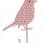 Blue OR Pink White Polka Dot Spotty Robin Bird Single Wall Coat Jewellery Hook