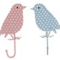 Blue OR Pink White Polka Dot Spotty Robin Bird Single Wall Coat Jewellery Hook