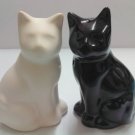 Black White Cats Salt Pepper Shakers Ceramic Funky Gift