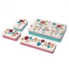 4 Vintage Poppies Flowers Metal Storage Boxes Tins Lids