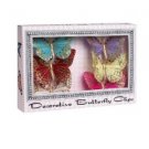String 6 Glitter Feather Butterflies Clips Decoration