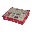 Vintage Red Indian Style Beaded Handmade Floor Cushion