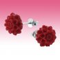 Beautiful 925 Sterling Silver Pink Rose Flower Resin Studs Earrings Gift Box New