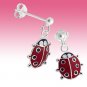 Beautiful 925 Sterling Silver Red Rose Flower Resin Studs Earrings Gift Box New