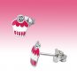 Beautiful 925 Sterling Silver Red Rose Flower Resin Studs Earrings Gift Box New
