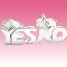 925 Sterling Silver Novelty Funky YES & NO Words Studs Earrings Gift Boxed New
