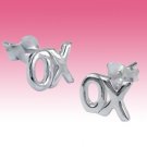 Sterling Silver Love Girlfriend XO Hugs & Kisses Teen Studs Earrings Gift Boxed