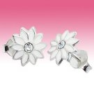 925 Sterling Silver Pretty Daisy White Flower Floral Studs Earrings Gift Boxed