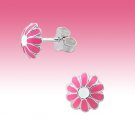 925 Sterling Silver Cute White/Pink Flower Floral Studs Earrings Gift Boxed New