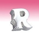 Sterling Silver 3D Initial Letter R Snake Chain Bracelet Bead Charm Gift Boxed