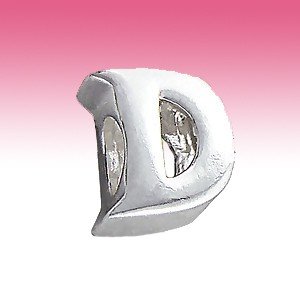 Sterling Silver 3D Initial Letter D Snake Chain Bracelet Bead Charm Gift Boxed