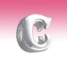 Sterling Silver 3D Initial Letter C Snake Chain Bracelet Bead Charm Gift Boxed