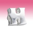 Sterling Silver 3D Initial Letter H Snake Chain Bracelet Bead Charm Gift Boxed