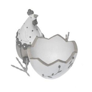 Natural Silver/Grey Hand Painted Spotty Chicken Egg Cup