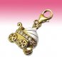 Sterling Silver Gold Plated CZ Newborn Baby Pram Clip-On Charm Christening Gift