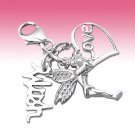 Sterling Silver Set of 3 Love Heart Pixie Fairy Wish Clip-On Charm Gift Boxed