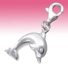 Sterling Silver 3D Jumping Dolphin Whale Fish Sea Animal Clip-On Charm Gift Box